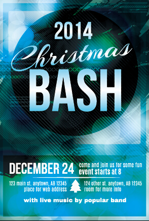 December 24 christmas party flyer cover vector 01