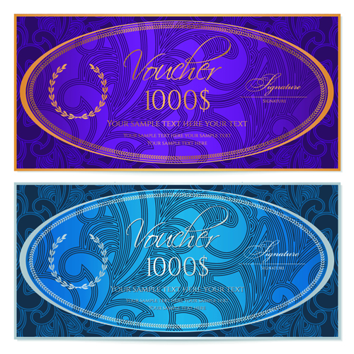 Exquisite vouchers template design vector set 09