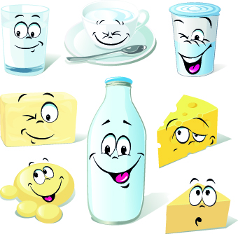 Funny Cartoon food expression vector 02