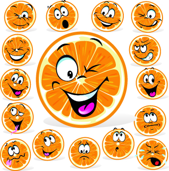 Funny Cartoon food expression vector 04