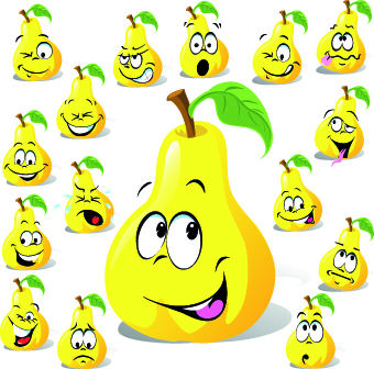 Funny Cartoon food expression vector 05