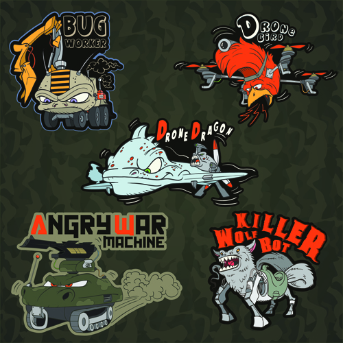 Funny cartoon transport elements vector 05