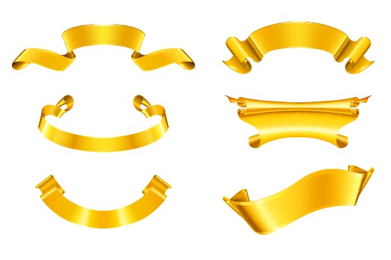 Ornate Golden ribbons vector graphic