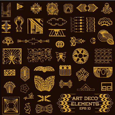 Golden deco elements art vector materoal 02