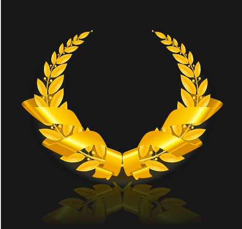 Golden emblem and frames Decorative elements vector 04