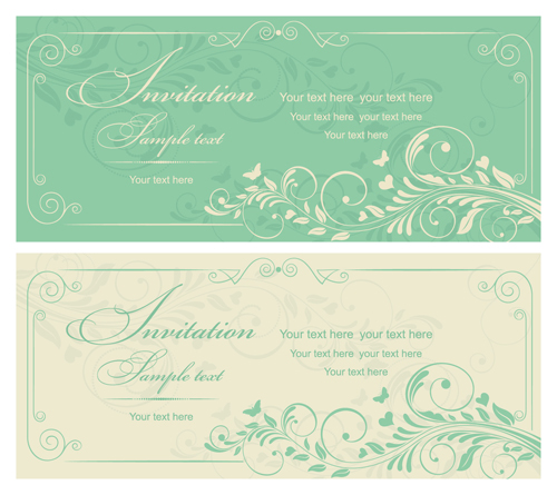 e floral invitations cards vector 01 Gray vintage style floral invitations cards vector 01
