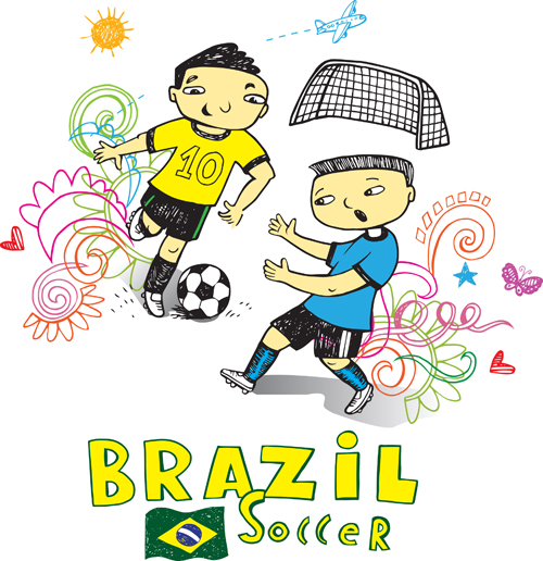 n brazil elements vector material 01 Hand drawn brazil elements vector material 01