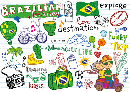 vector material hand-draw hand drawn elements Brazil 