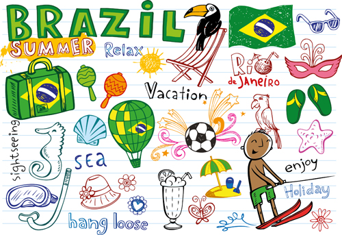 n brazil elements vector material 03 Hand drawn brazil elements vector material 03