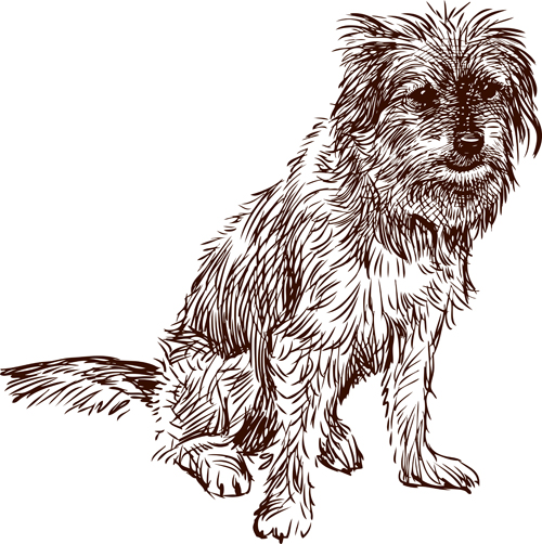 Hand drawn dog art vector material 01