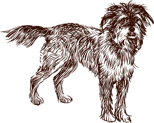 Hand drawn dog art vector material 02