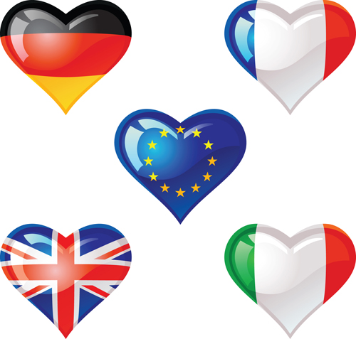 Different Heart icons design vector set 02