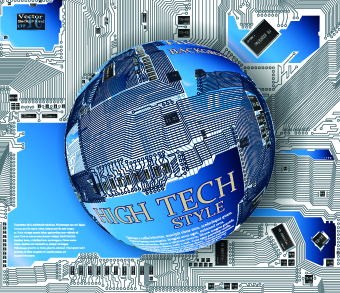 Earth with High tech background vector 04