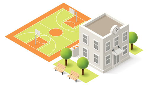 Modern Isometric buildings model vector material 01