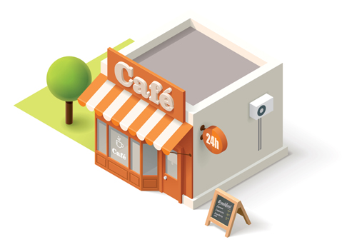 Modern Isometric buildings model vector material 02