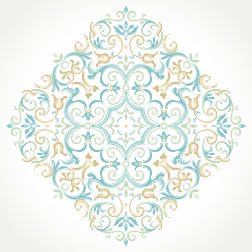 Pastel floral ornaments art background vector