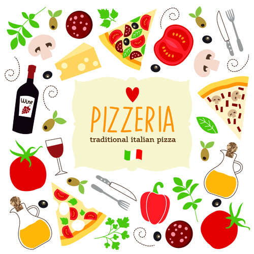 Creative Pizza design elements vector 01