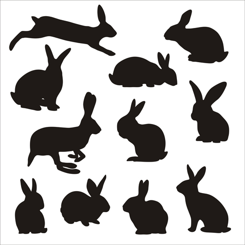 Vectors silhouettes silhouette rabbit free design cute 