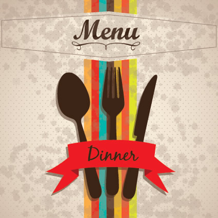 Restaurant menu cover with tableware vector 01