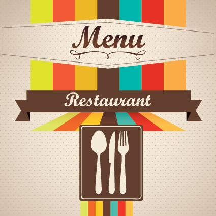Restaurant menu cover with tableware vector 02