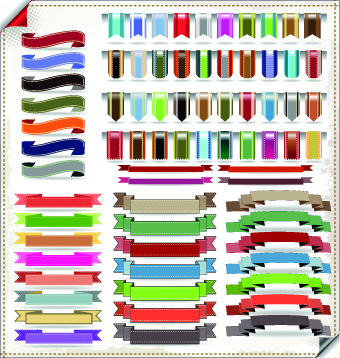 Different Ribbons elements vector set 02
