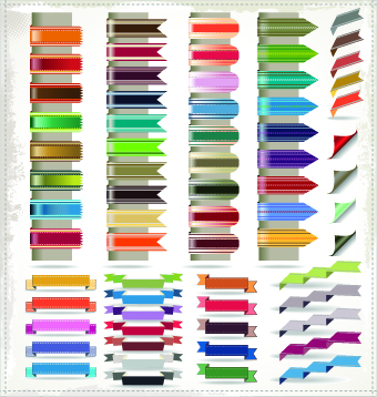 Different Ribbons elements vector set 03