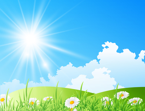 Spring nature landscapes vectors material 04