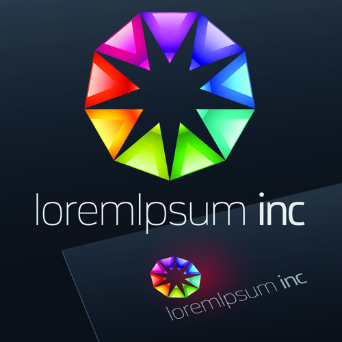 Stylish business logos material design vector 01