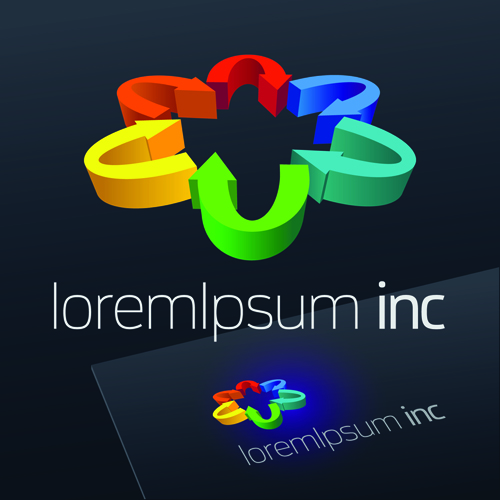 Stylish business logos material design vector 03