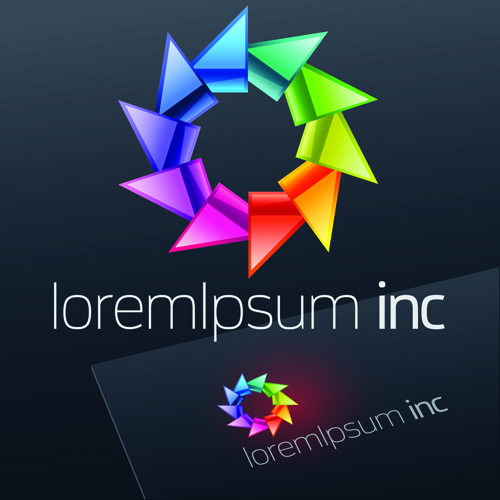 Stylish business logos material design vector 04
