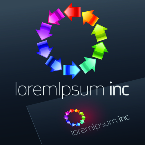 Stylish business logos material design vector 05