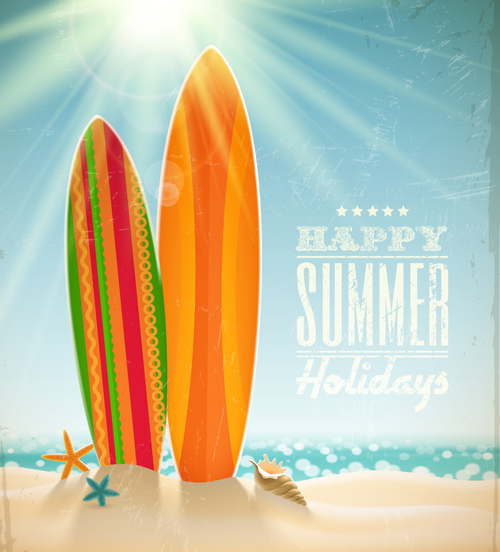 Summer holiday ocean backgrounds art vector 01