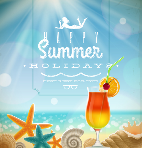 Summer holiday ocean backgrounds art vector 02