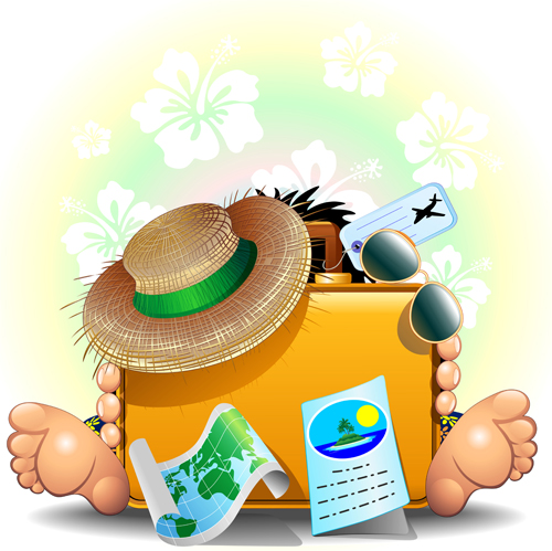 Summer travel with holiday background art vector 03