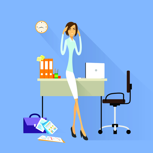 Vector business woman design material set 04