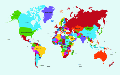 Vector world map design graphics set 06