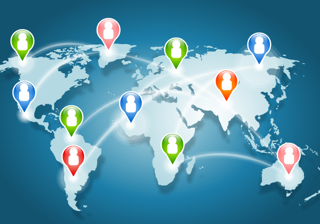 World maps with social infographics vector 02