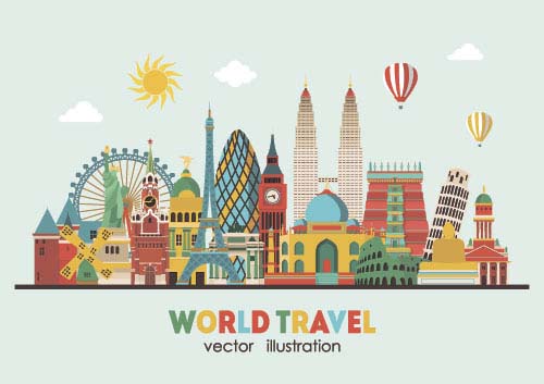 world travel illustration elements 