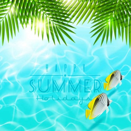 Beautiful summer holiday sea background vector Beautiful summer holiday sea background vector