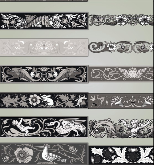 Vintage Calligraphic border frame and ornament vector set 06