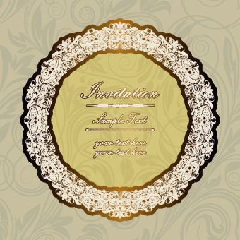 Floral frame Invitation vector 01