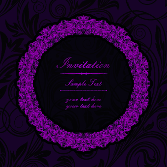 Floral frame Invitation vector 02