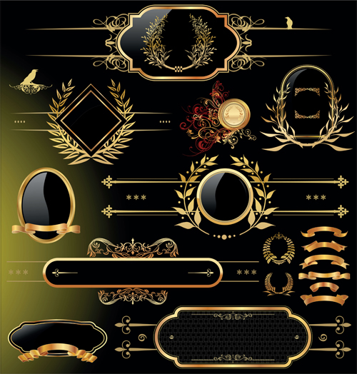 luxurious Golden frames and labels design vector 04