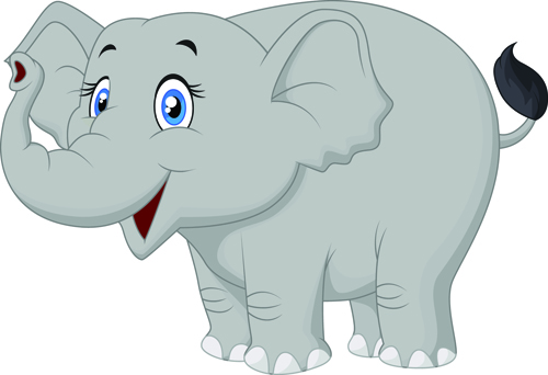 lovely cartoon elephant vector material 09