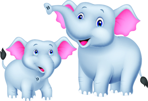 lovely cartoon elephant vector material 10