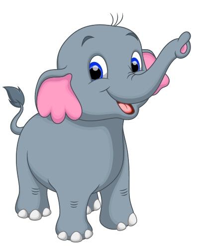 lovely cartoon elephant vector material 12