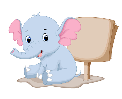 lovely cartoon elephant vector material 14