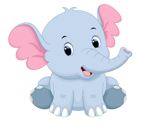 lovely cartoon elephant vector material 15