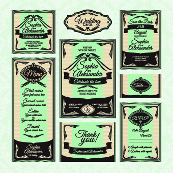 Wedding card vector template 03