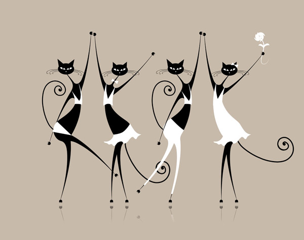 Funny Catwoman vector set 01